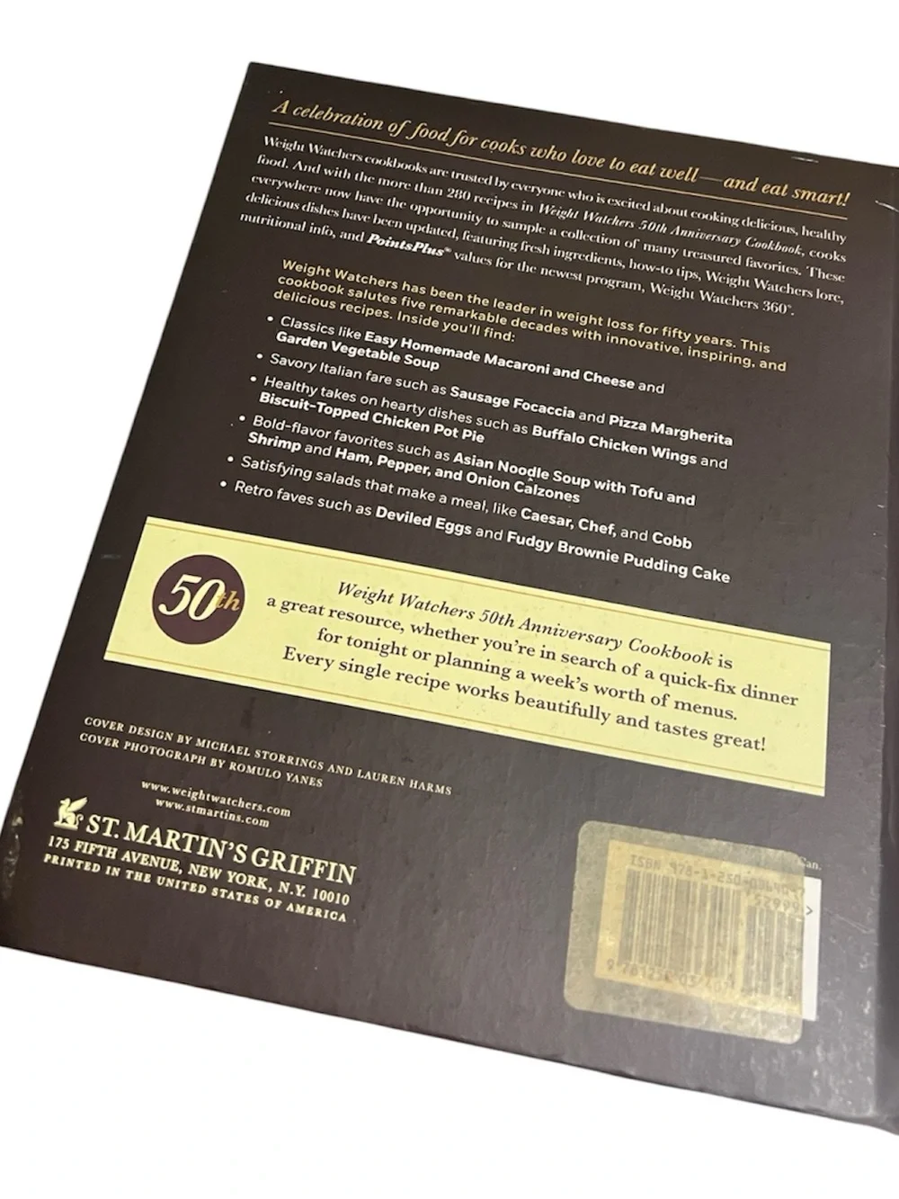 Hardcover Weight Watchers 50th Anniversary Cookbook - Brown Cover